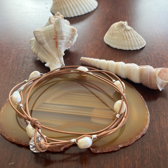 Freshwater Pearls Wire Wrapped Necklace or Triple Wrap Bracelet - Picture 6 of 6